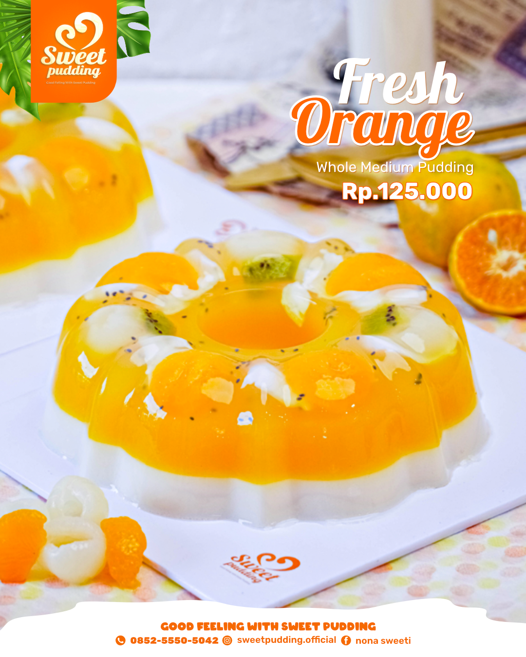 jual puding buah di makassar Sweet Pudding Fresh Orange