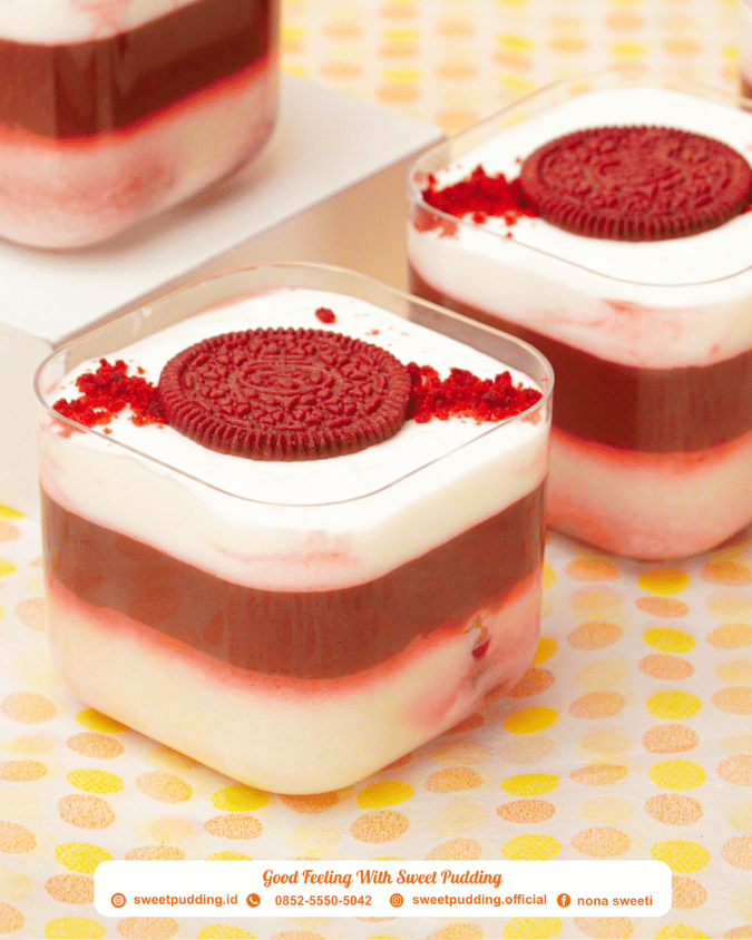 Pudding box red velvet dessert di makassar
